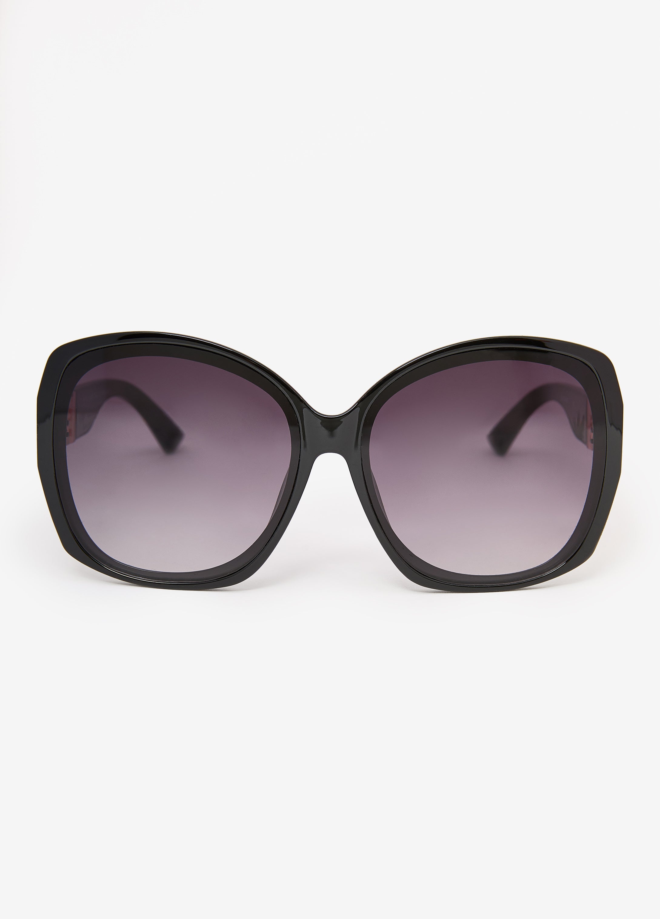Chain Trimmed Square Sunglasses Black | Ashley Stewart