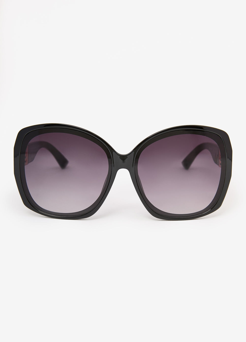 Chain Trimmed Square Sunglasses Black | Ashley Stewart