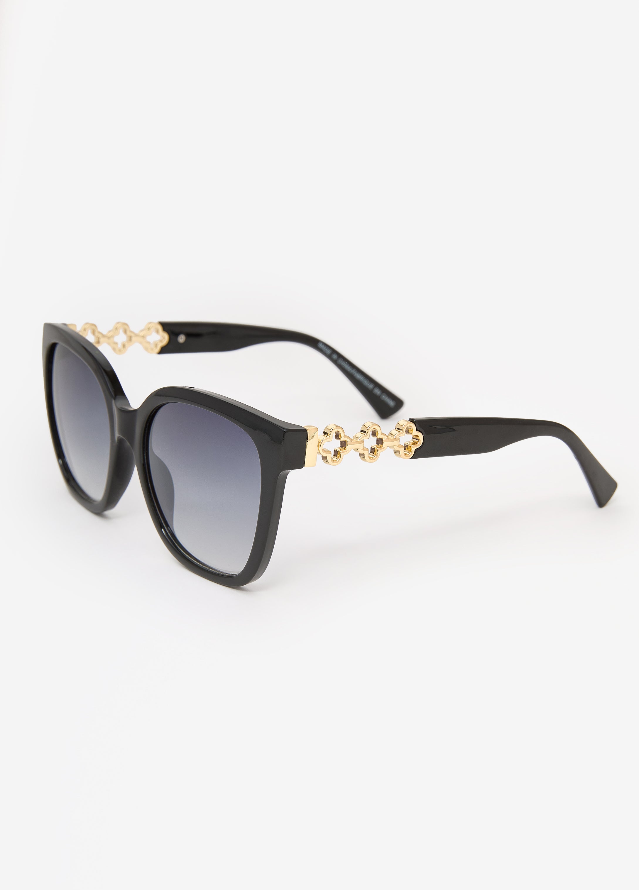 Clover Cutout Sunglasses Black | Ashley Stewart