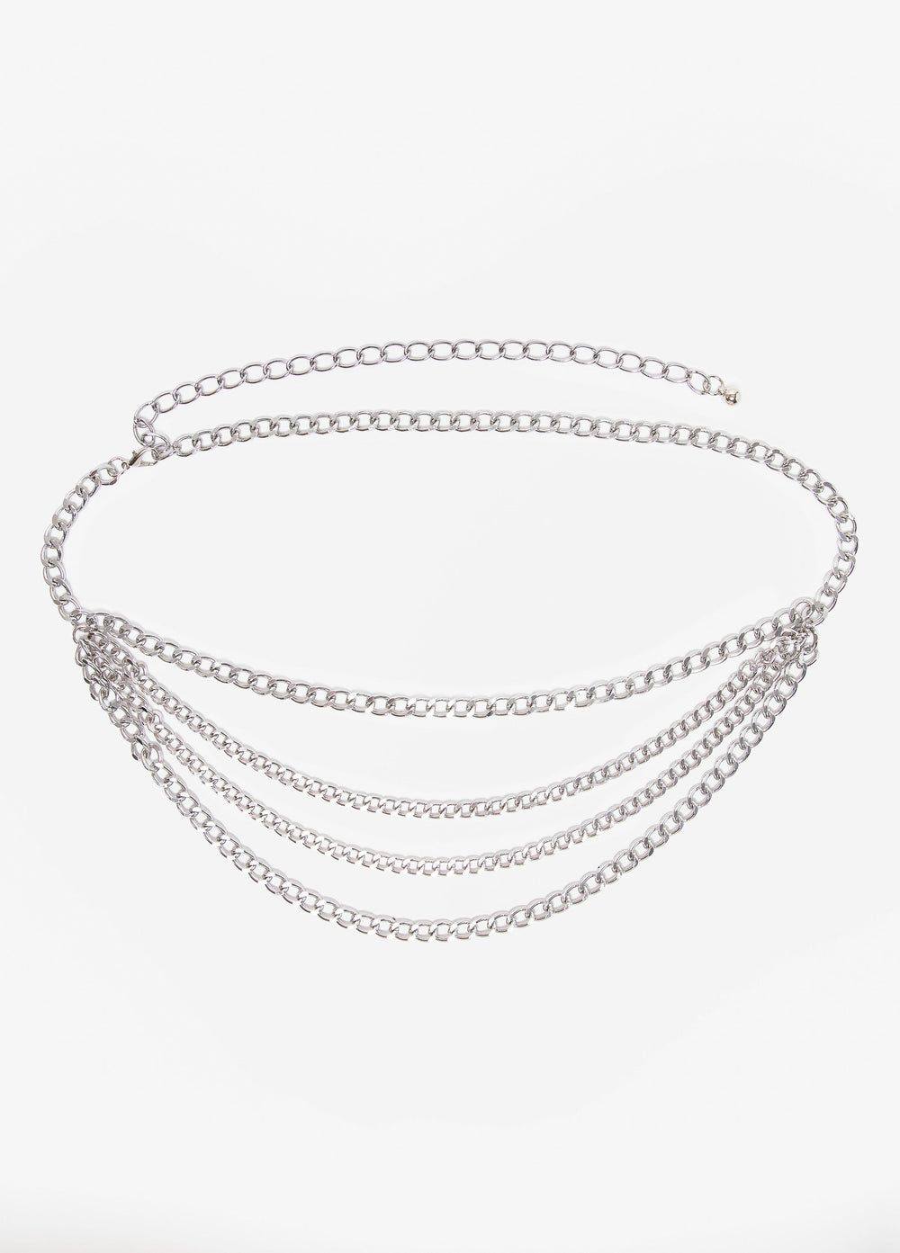 Trendy Plus Size Accessories Silver Multi Strand Layer Chain Belt Silver | Ashley Stewart