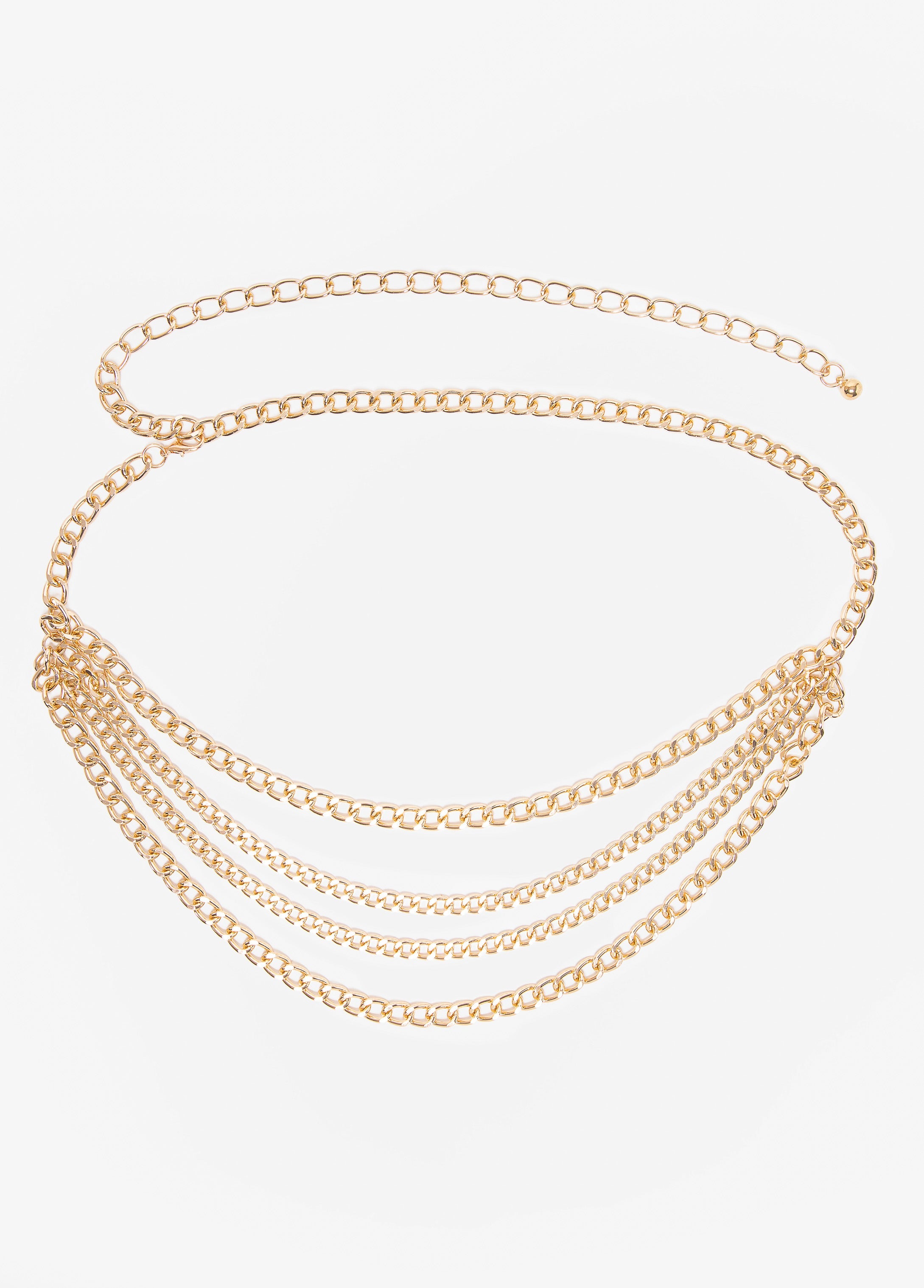 Trendy Plus Size Accessories Gold Multi-Strand Layer Chain Belt Gold | Ashley Stewart