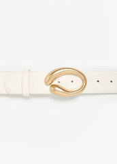 Sculpted Buckled Waist Belt White | Ashley Stewart