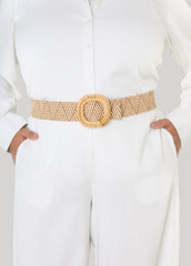 Raffia Stretch Belt Natural | Ashley Stewart