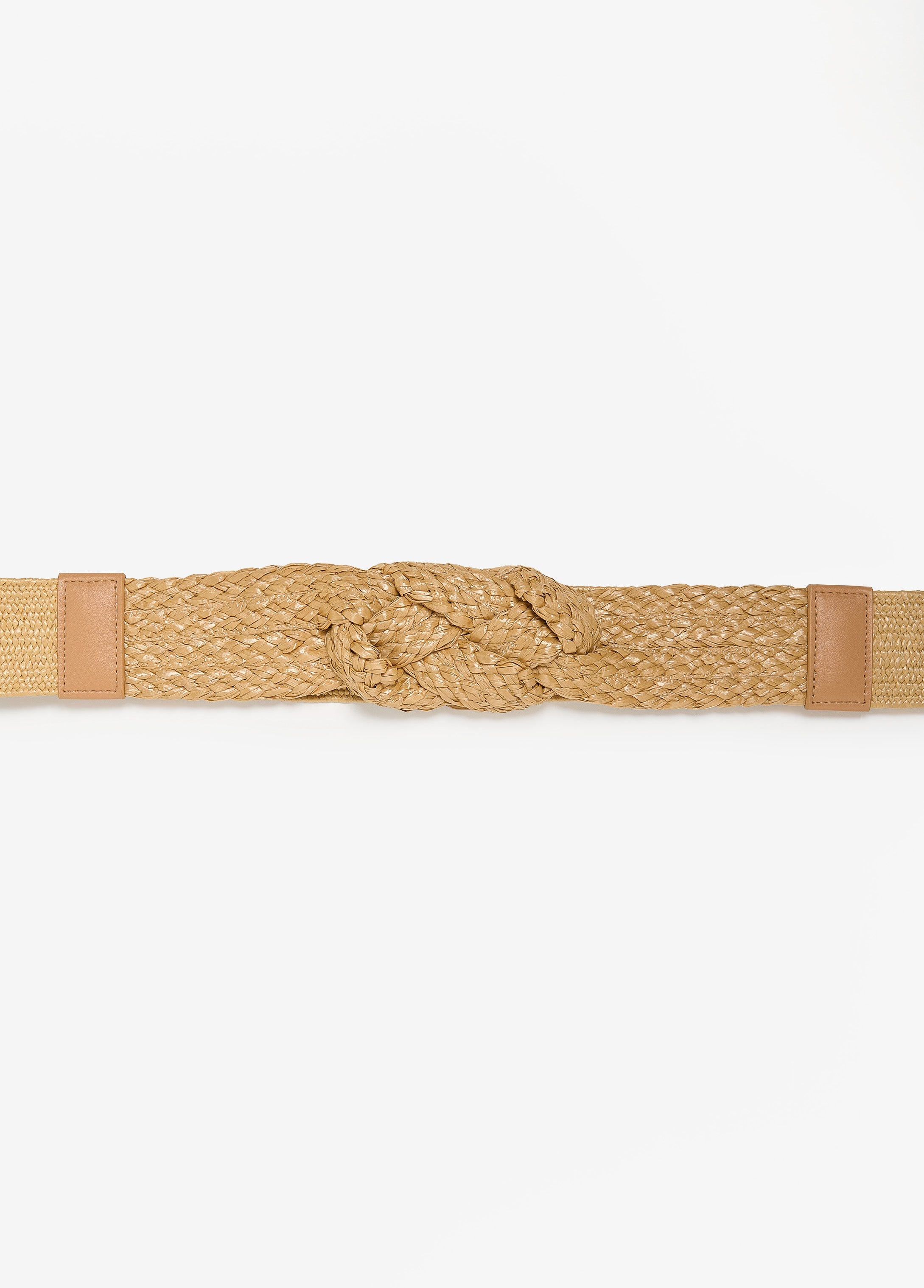 Braided Straw Stretch Belt Natural | Ashley Stewart