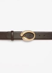 Sculpted Buckle Belt Chocolate Brown | Ashley Stewart