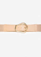 Sculpted Buckle Faux Leather Belt Caramel | Ashley Stewart