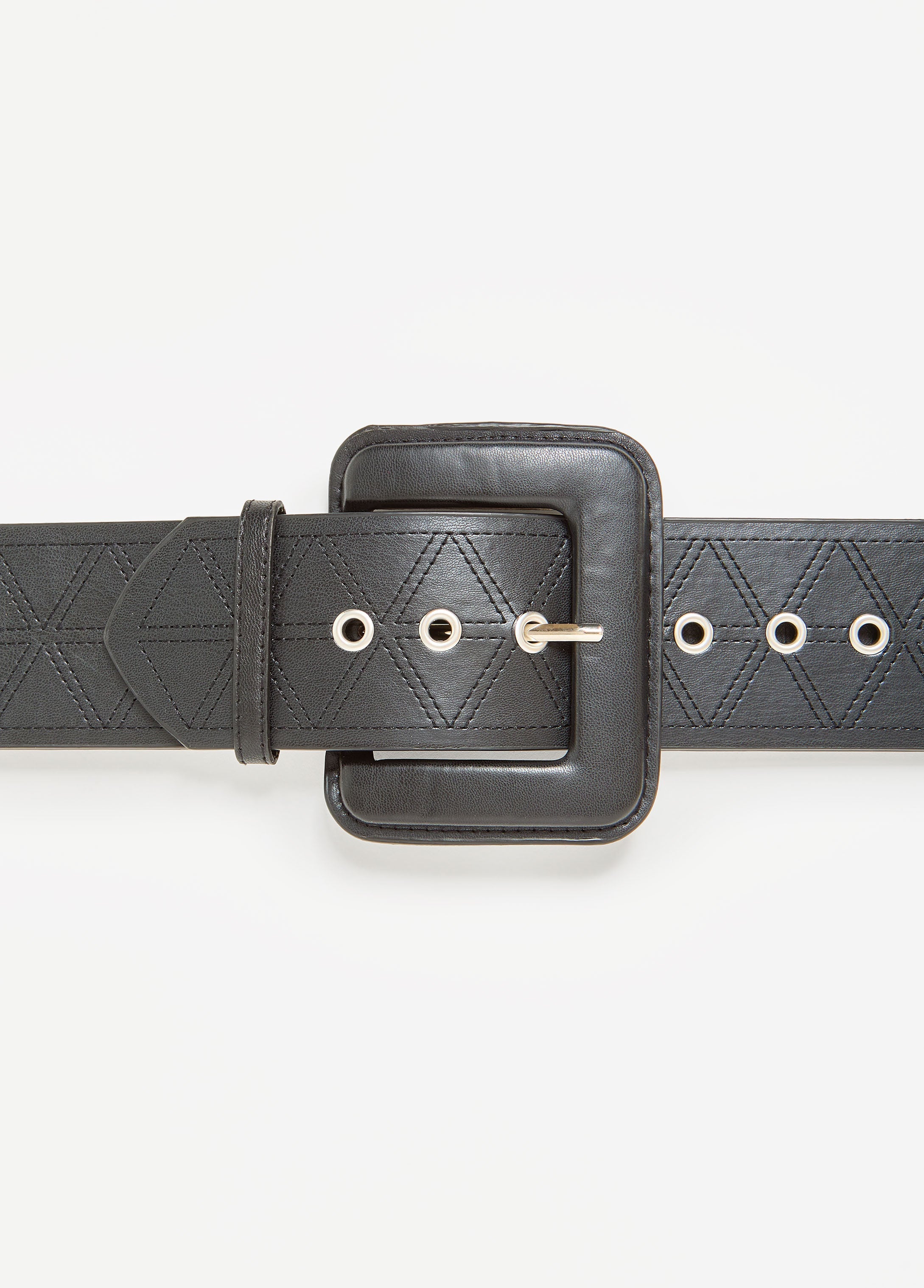 Quilted Faux Leather Waist Belt Black | Ashley Stewart