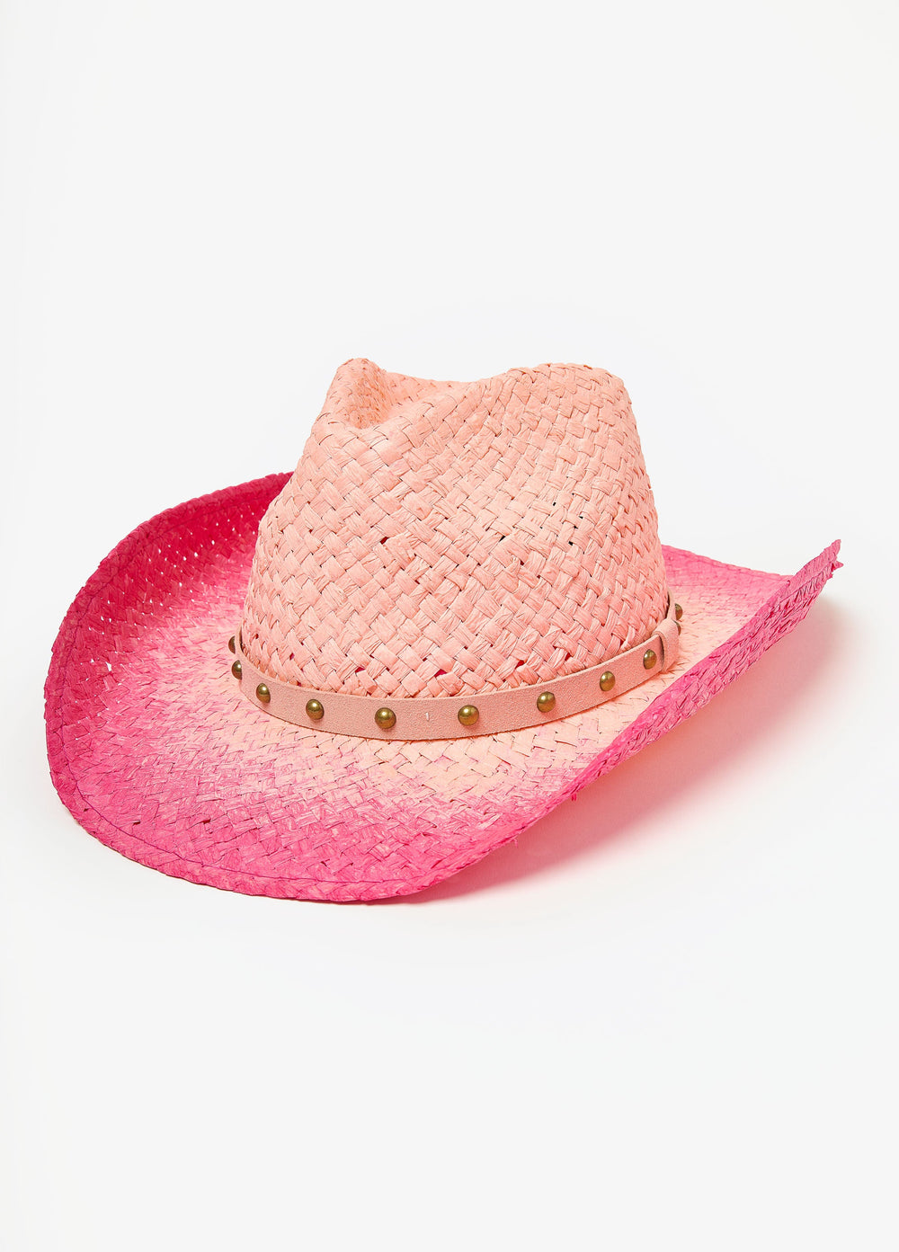 Studded Ombre Straw Cowboy Hat Pink | Ashley Stewart