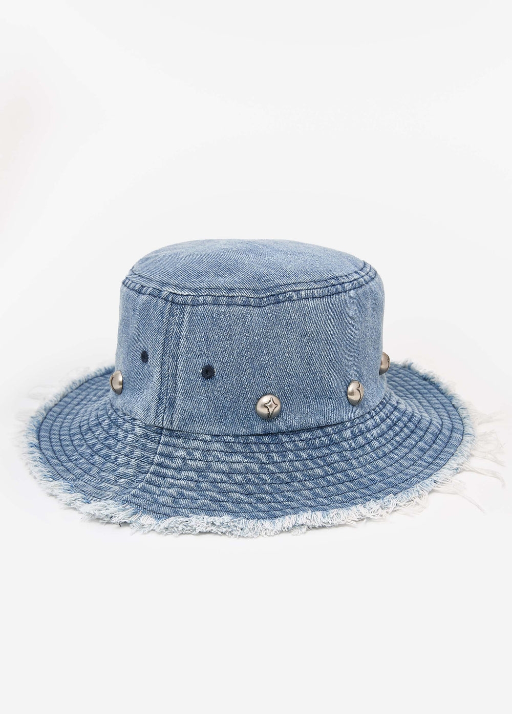 Studded Denim Bucket Hat Dk Wash | Ashley Stewart