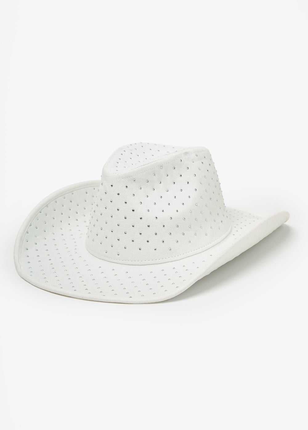 Crystal Denim Cowboy Hat White | Ashley Stewart