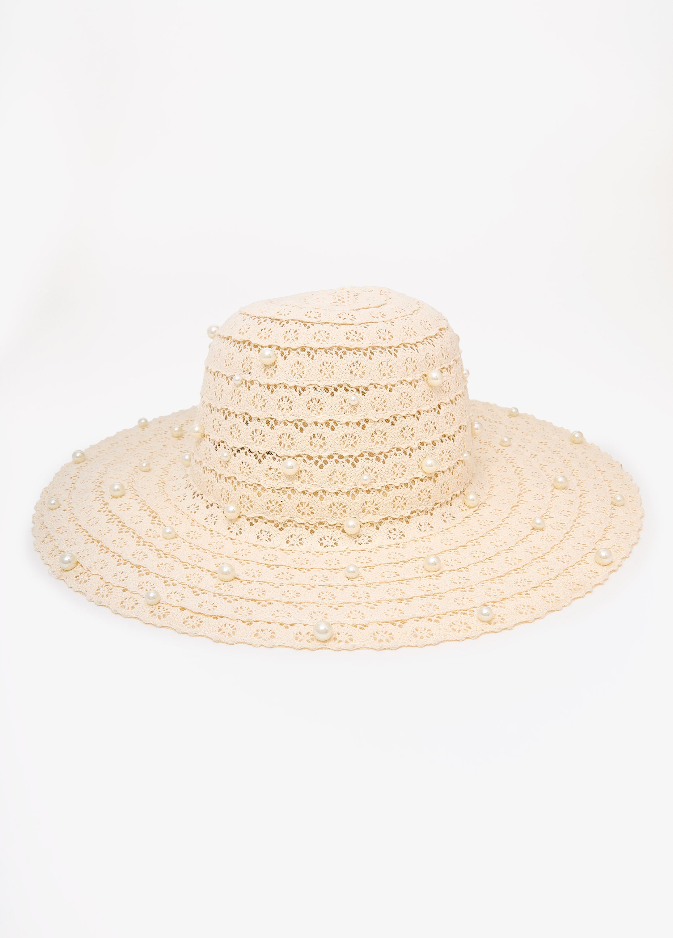 Faux Pearl Crochet Hat White | Ashley Stewart