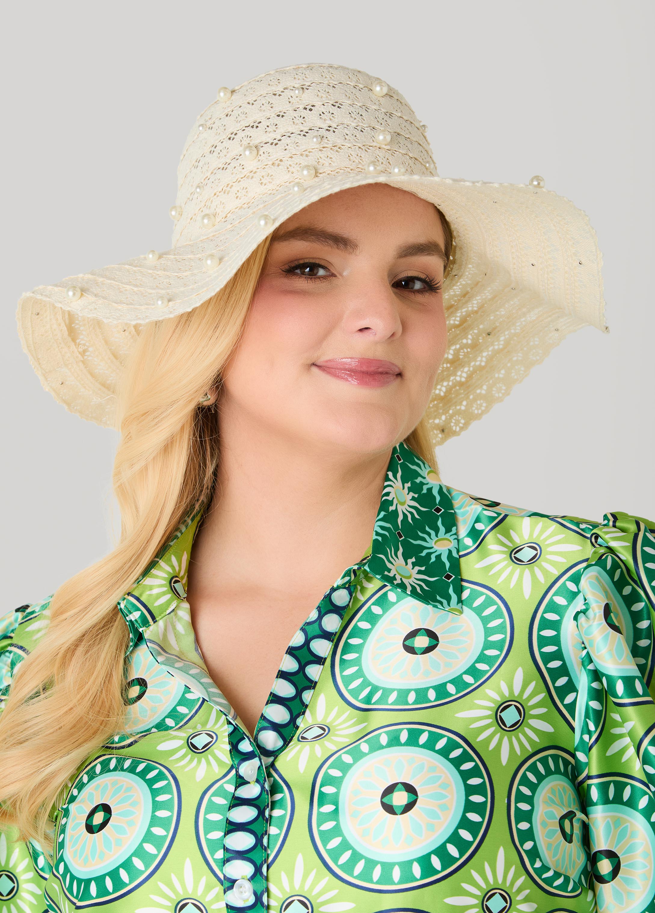 Faux Pearl Crochet Hat White | Ashley Stewart