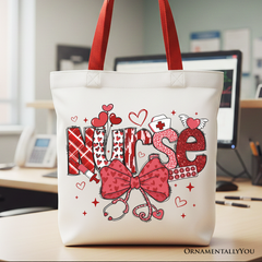 Nurse Heart Canvas Tote Bag Red | Ashley Stewart