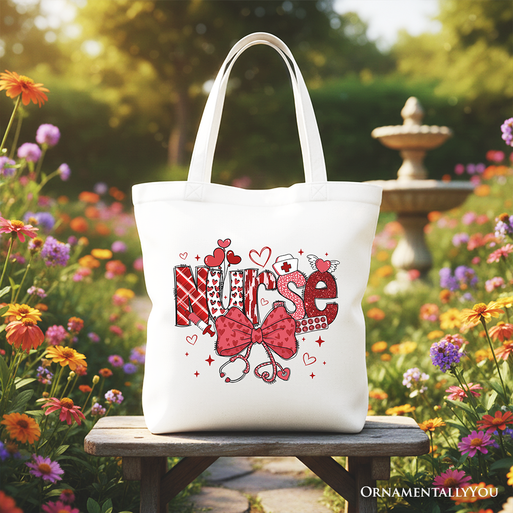 Nurse Heart Canvas Tote Bag Red | Ashley Stewart