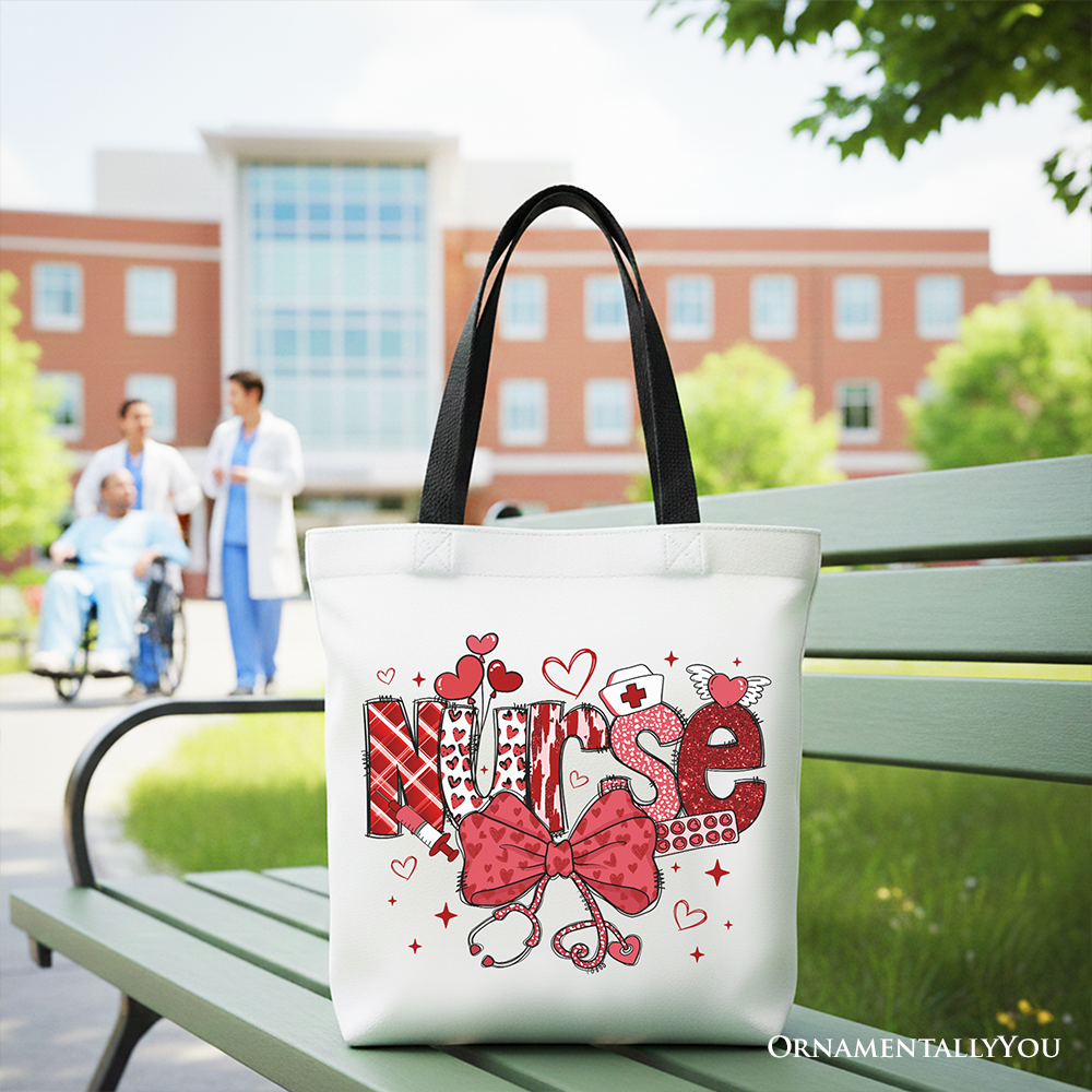 Nurse Heart Canvas Tote Bag Red | Ashley Stewart