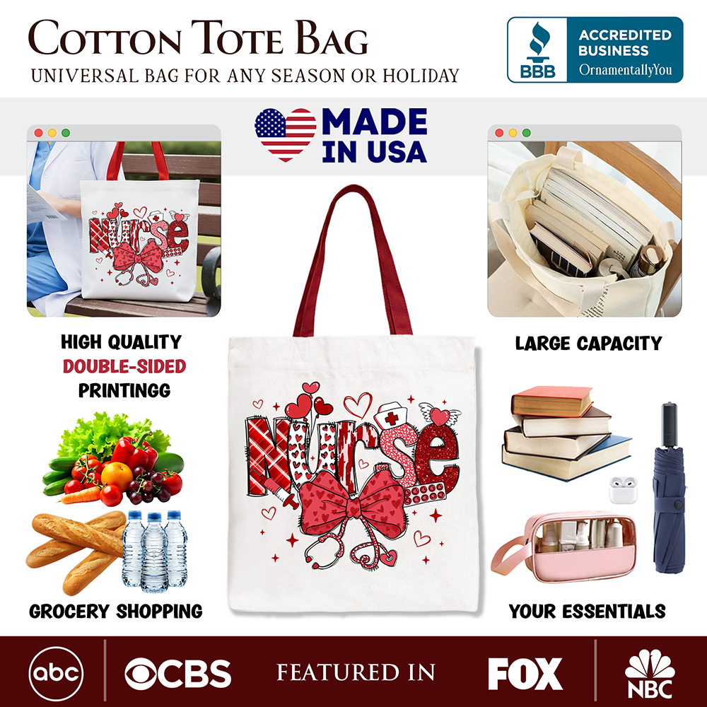Nurse Heart Canvas Tote Bag Red | Ashley Stewart