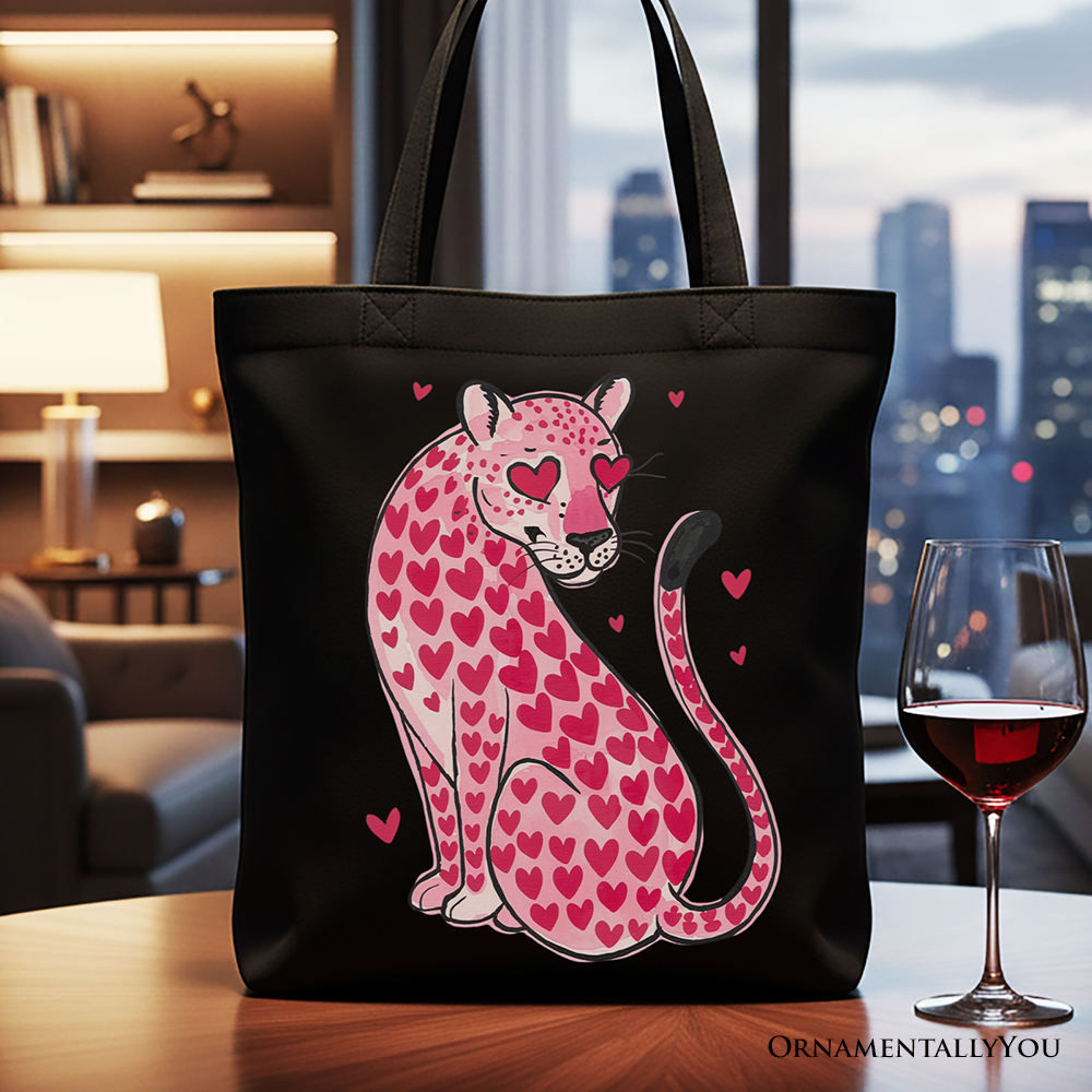 Leopard Valentine Canvas Tote Bag Black | Ashley Stewart