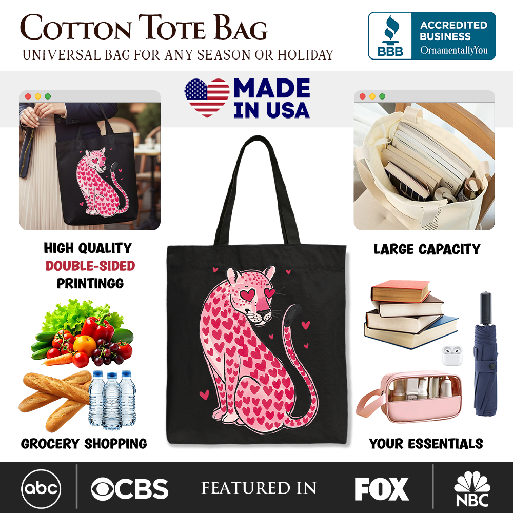 Leopard Valentine Canvas Tote Bag Black | Ashley Stewart