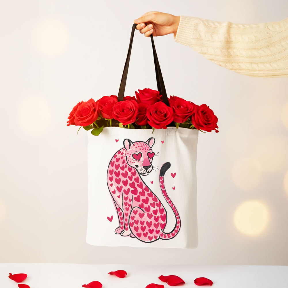 Leopard Valentine Canvas Tote Bag Black | Ashley Stewart