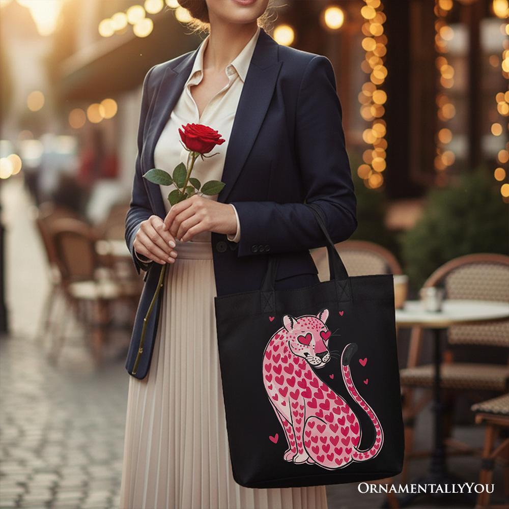 Leopard Valentine Canvas Tote Bag Black | Ashley Stewart
