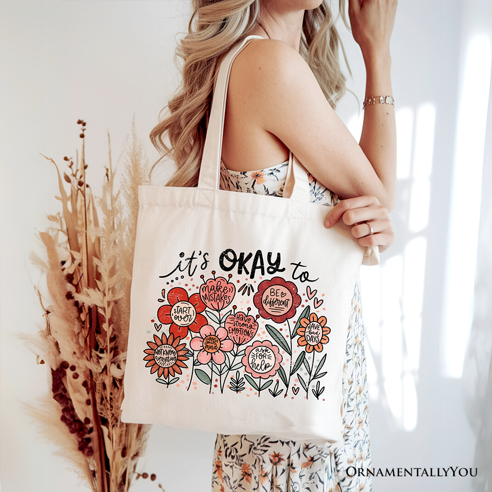 Its Okay Canvas Tote Bag White | Ashley Stewart