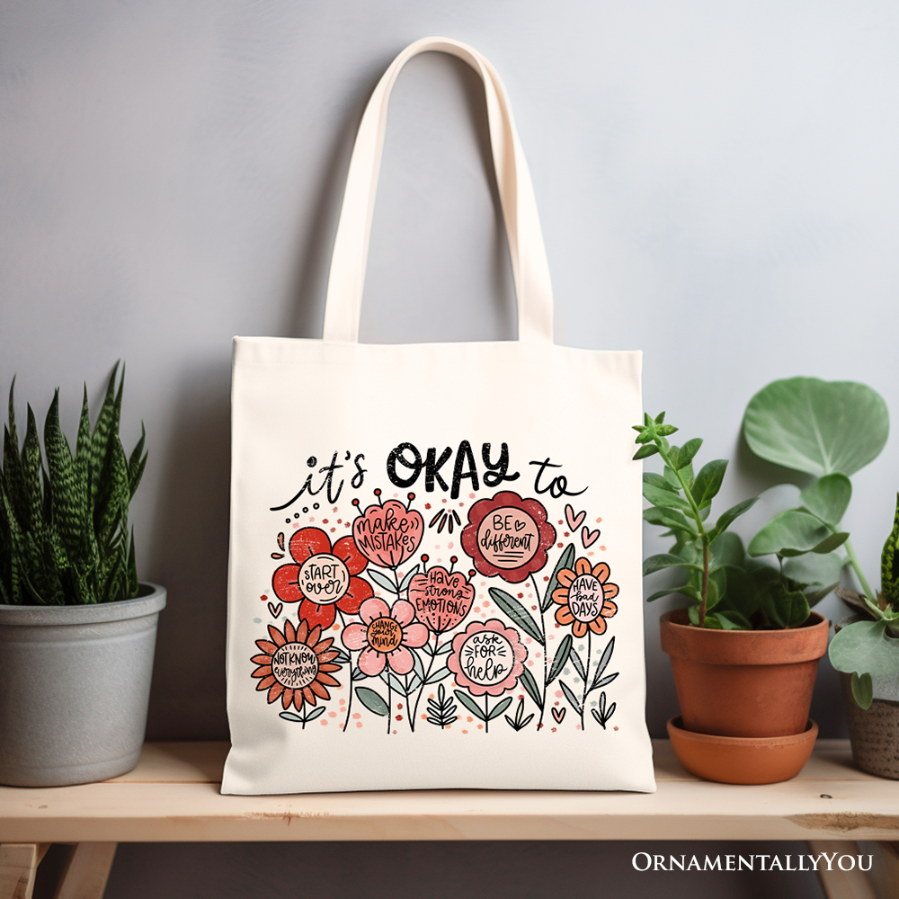 Its Okay Canvas Tote Bag White | Ashley Stewart