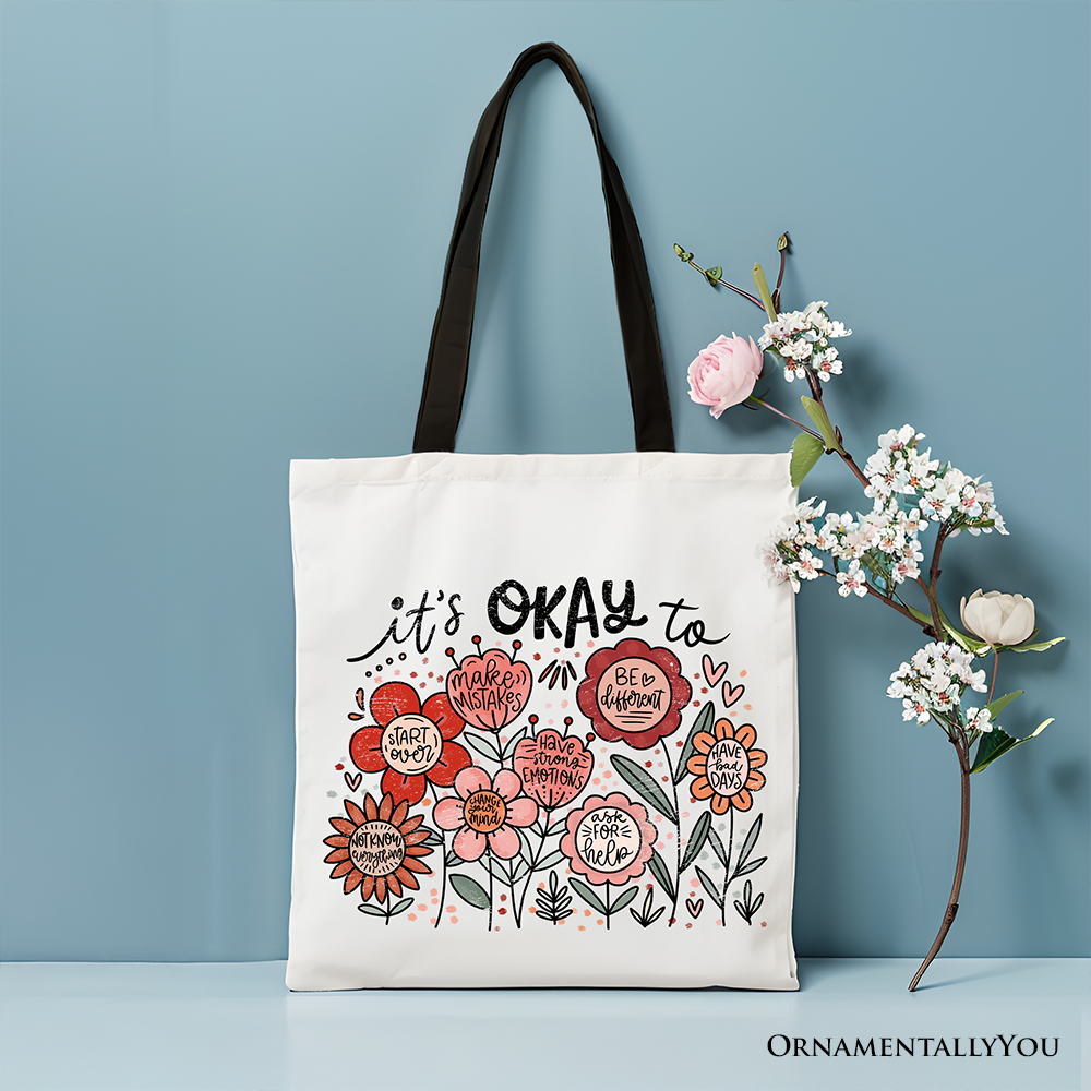 Its Okay Canvas Tote Bag White | Ashley Stewart