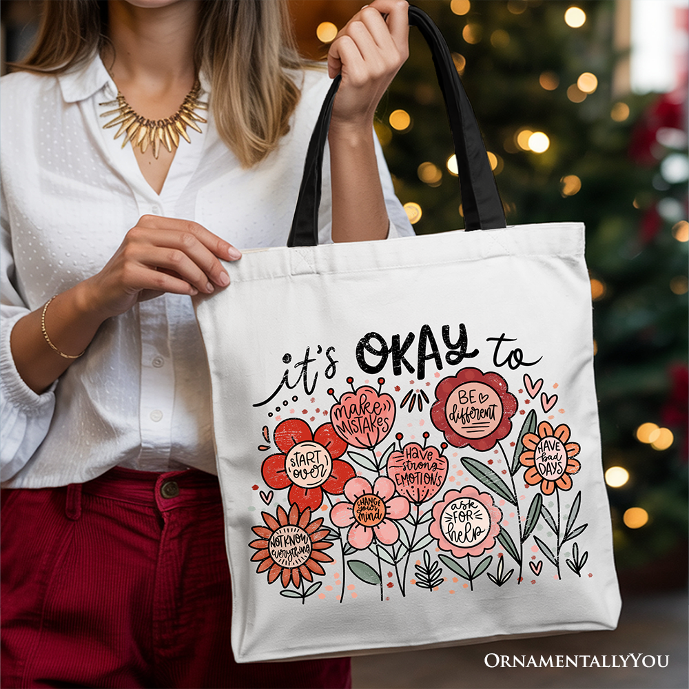 Its Okay Canvas Tote Bag White | Ashley Stewart