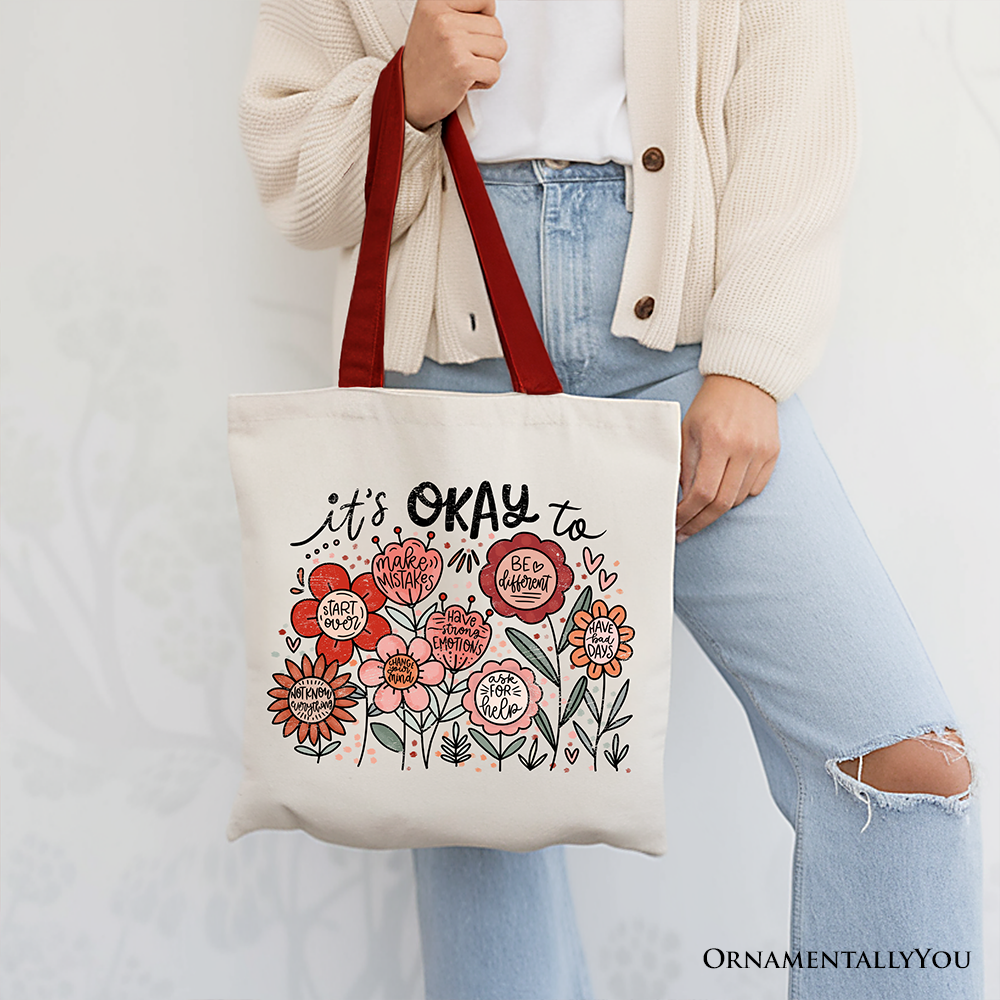 Its Okay Canvas Tote Bag White | Ashley Stewart