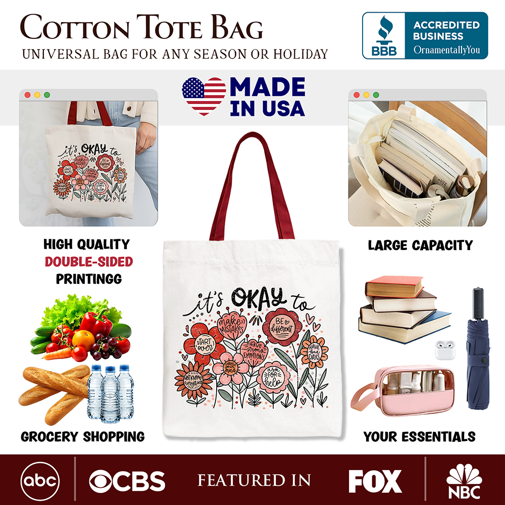 Its Okay Canvas Tote Bag White | Ashley Stewart
