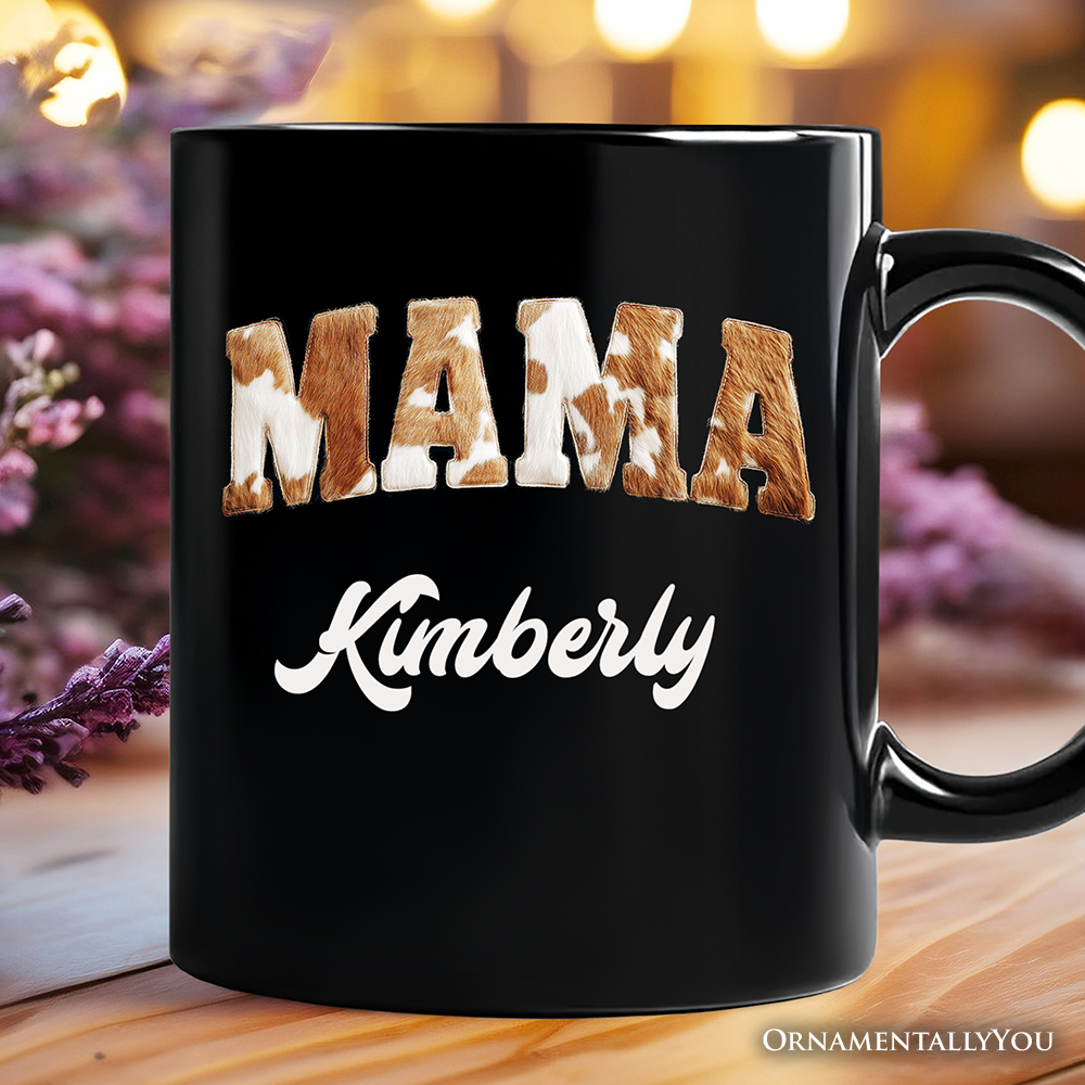Cow Print Mama Ceramic Mug Black | Ashley Stewart