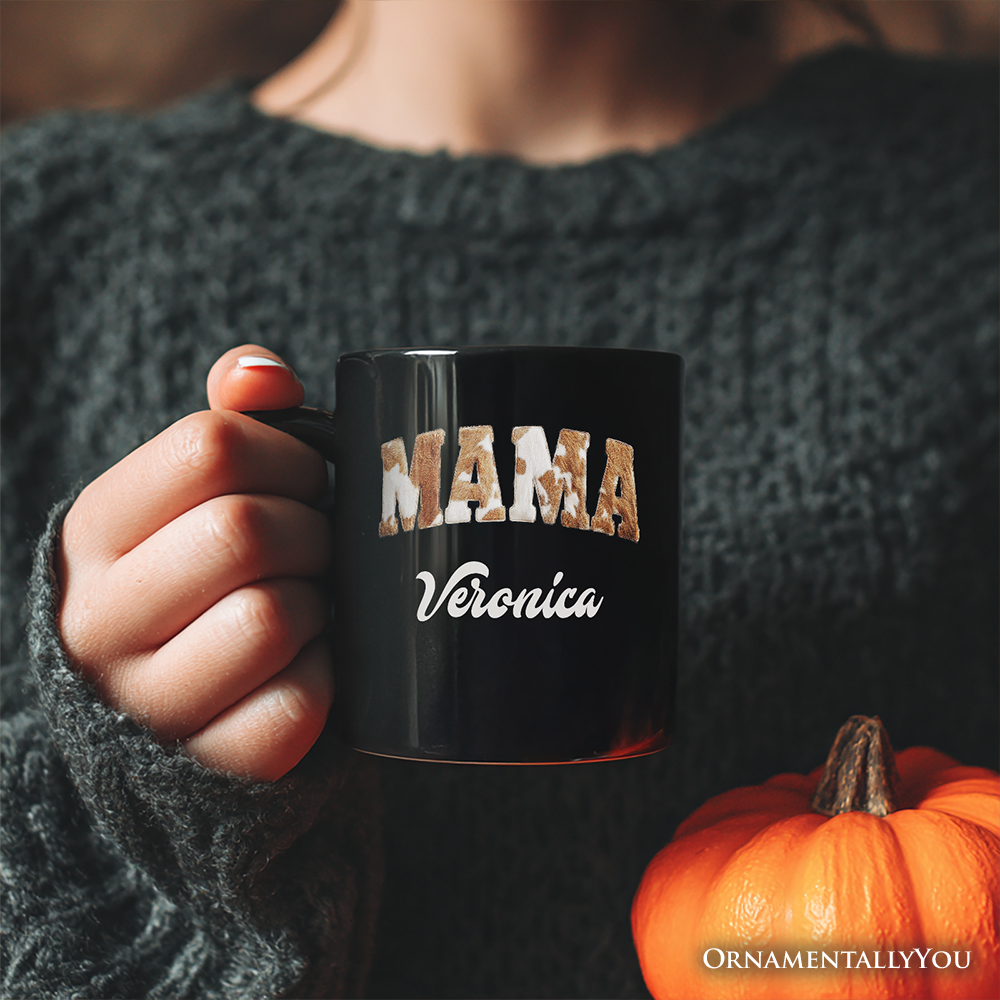 Cow Print Mama Ceramic Mug Black | Ashley Stewart