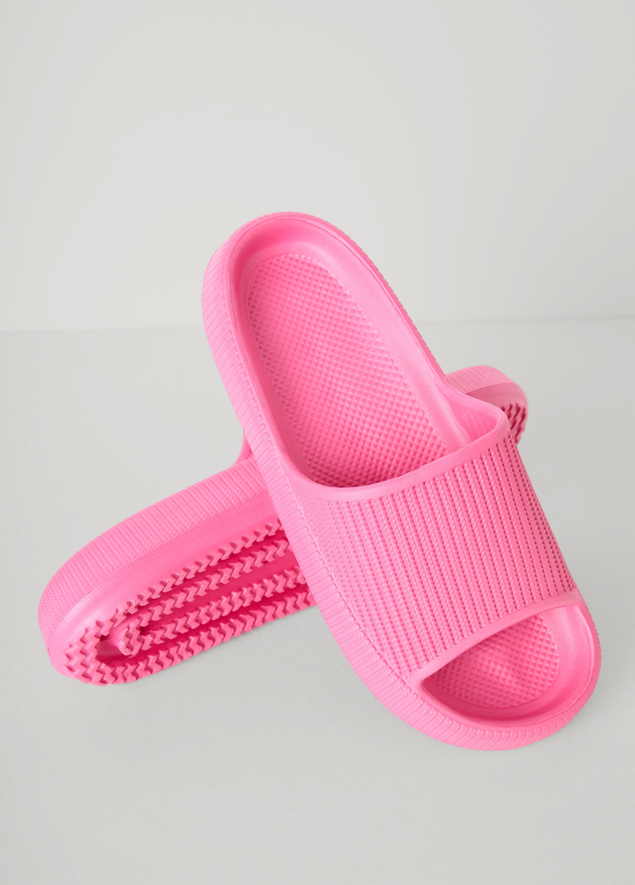 Ribbed Slide Sandals Fuchsia | Ashley Stewart