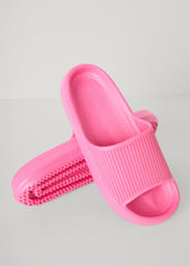 Ribbed Slide Sandals Fuchsia | Ashley Stewart