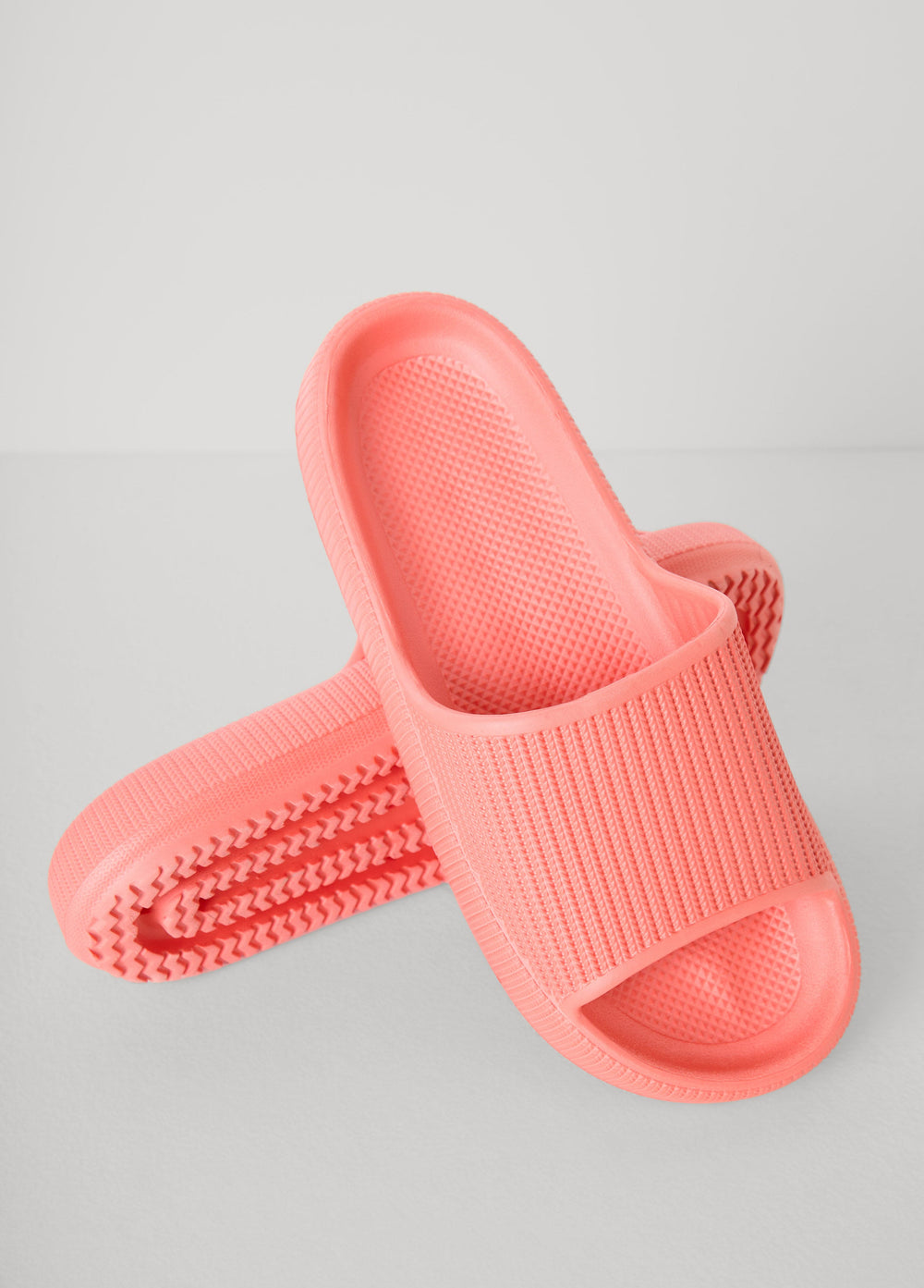 Ribbed Slip On Slides Coral | Ashley Stewart