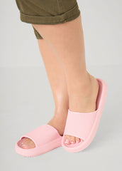 Ribbed Slip On Slide Sandals Blush | Ashley Stewart