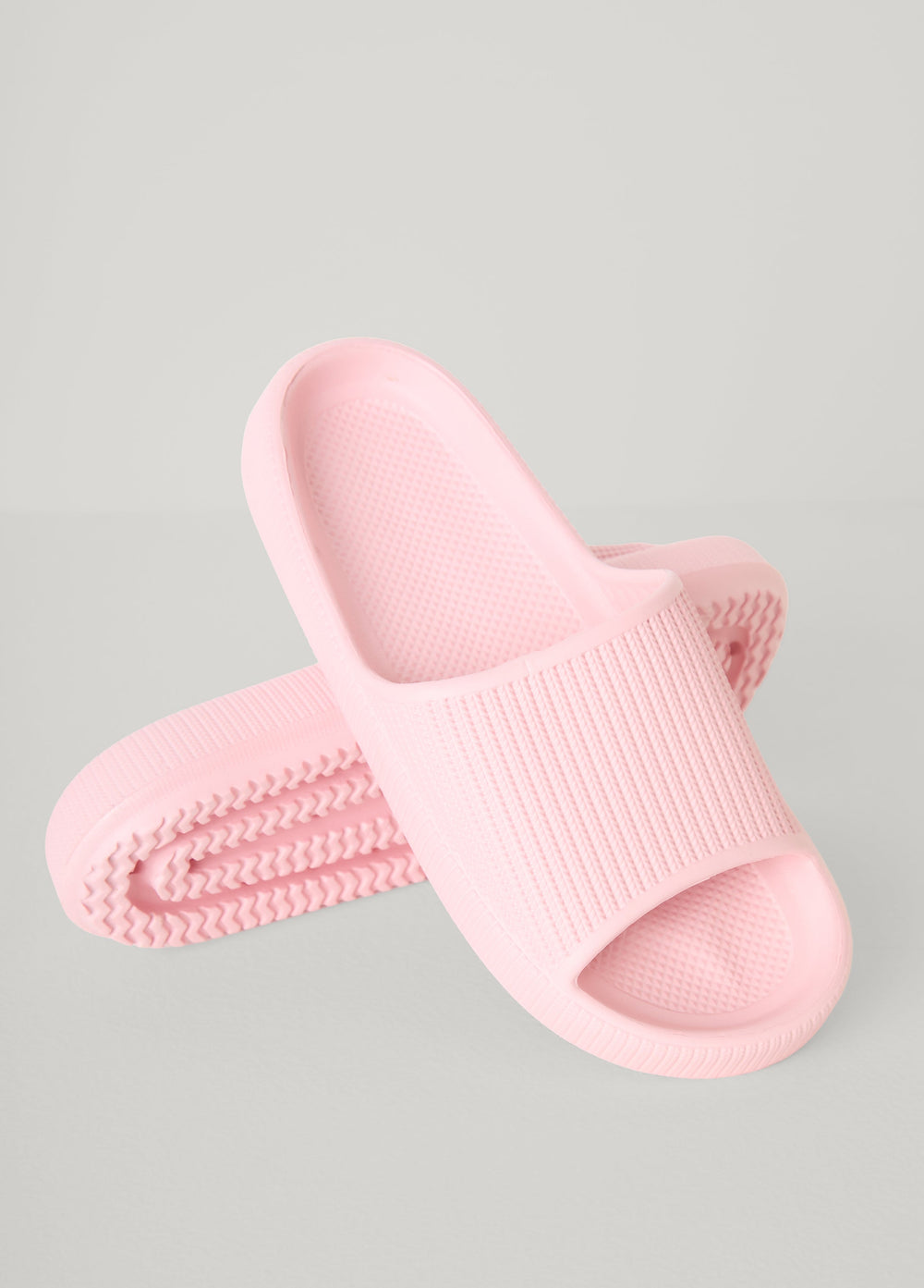 Ribbed Slip On Slide Sandals Blush | Ashley Stewart
