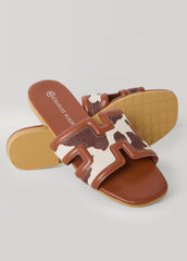 Faux Pony Hair Mules Tan | Ashley Stewart