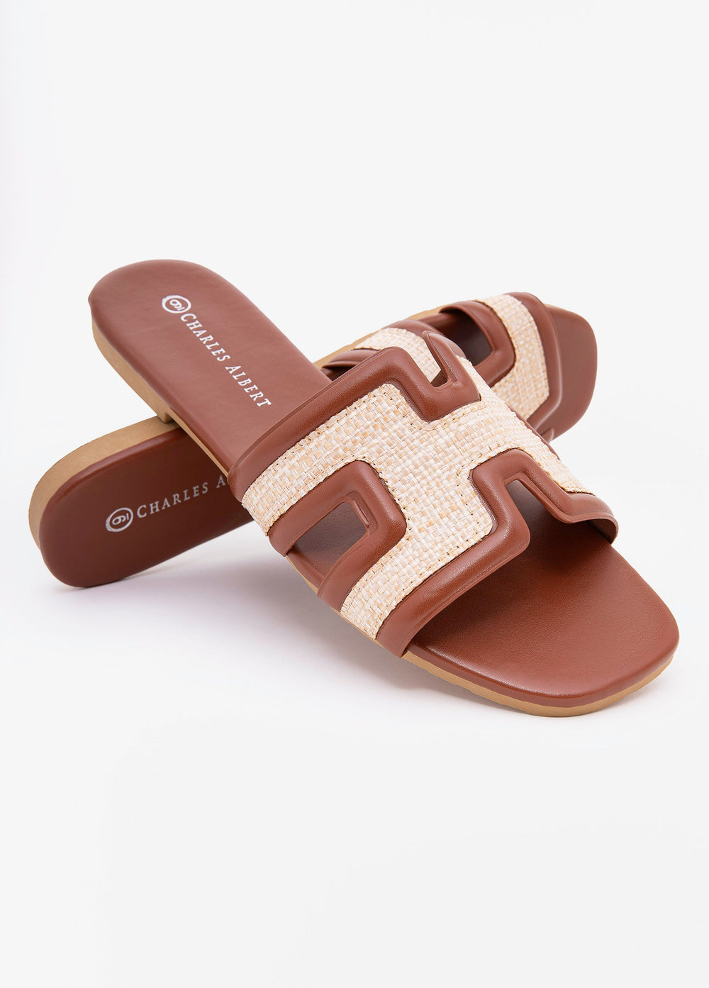 Basketweave Mules Brown | Ashley Stewart