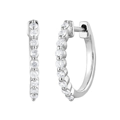 0.25 Carat Lab Grown Single Row Diamond Hoop Earrings Yellow | Ashley Stewart