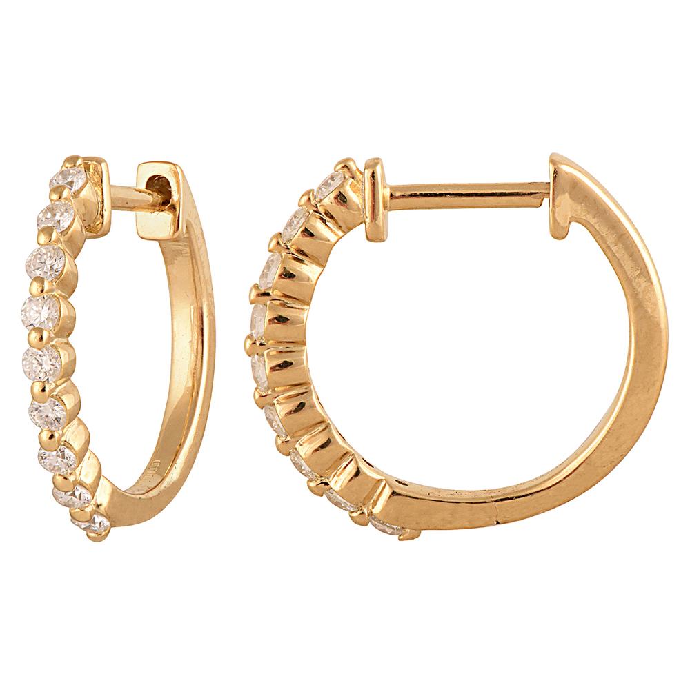 0.25 Carat Lab Grown Single Row Diamond Hoop Earrings Yellow | Ashley Stewart