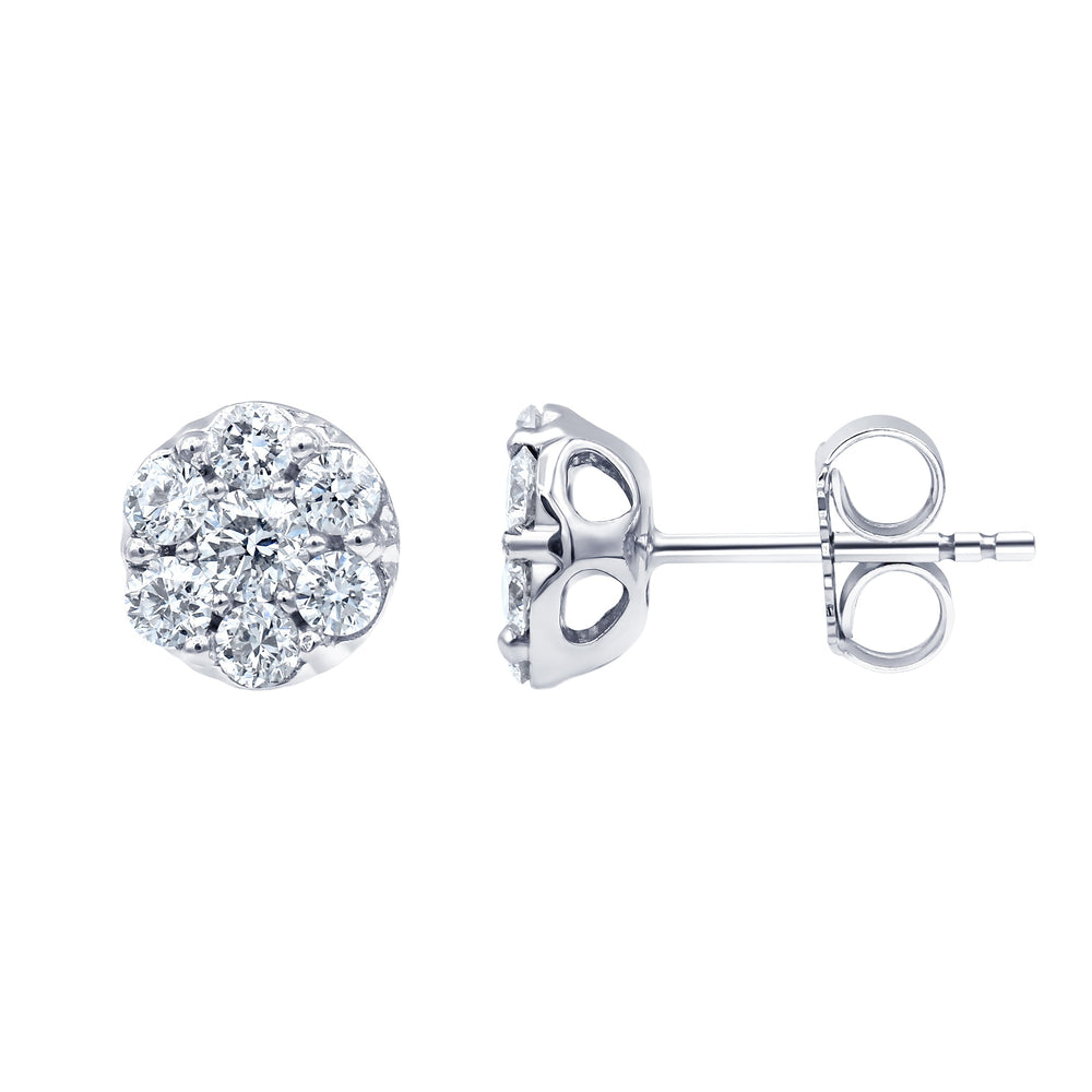 1 Carat Lab Grown Diamond Cluster Stud Earrings In Sterling Silver  | Ashley Stewart