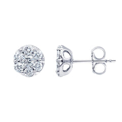 1 Carat Lab Grown Diamond Cluster Stud Earrings In Sterling Silver  | Ashley Stewart