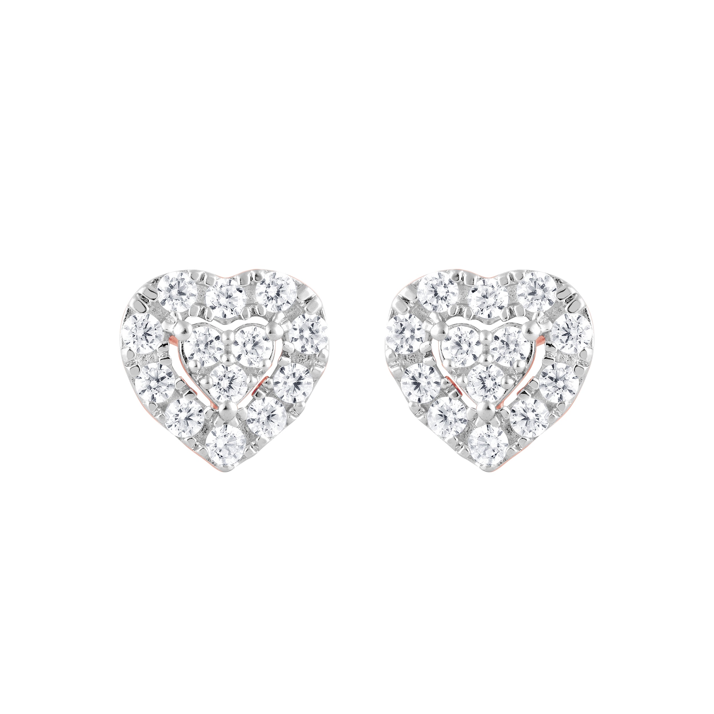 0.25 Carat Lab Grown Halo Diamond Heart Stud Earrings Rose | Ashley Stewart