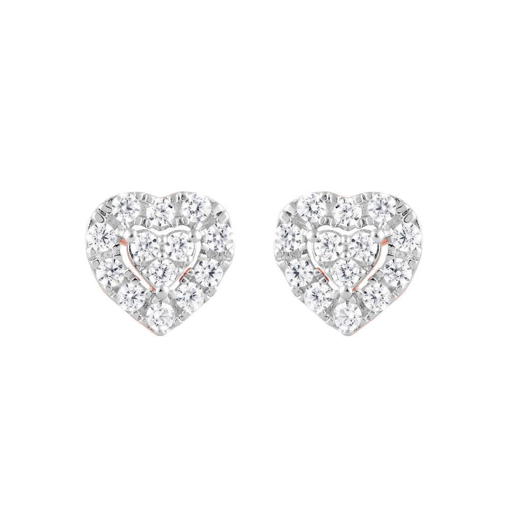0.25 Carat Lab Grown Halo Diamond Heart Stud Earrings Rose | Ashley Stewart