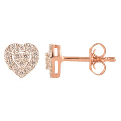 0.25 Carat Lab Grown Halo Diamond Heart Stud Earrings Rose | Ashley Stewart