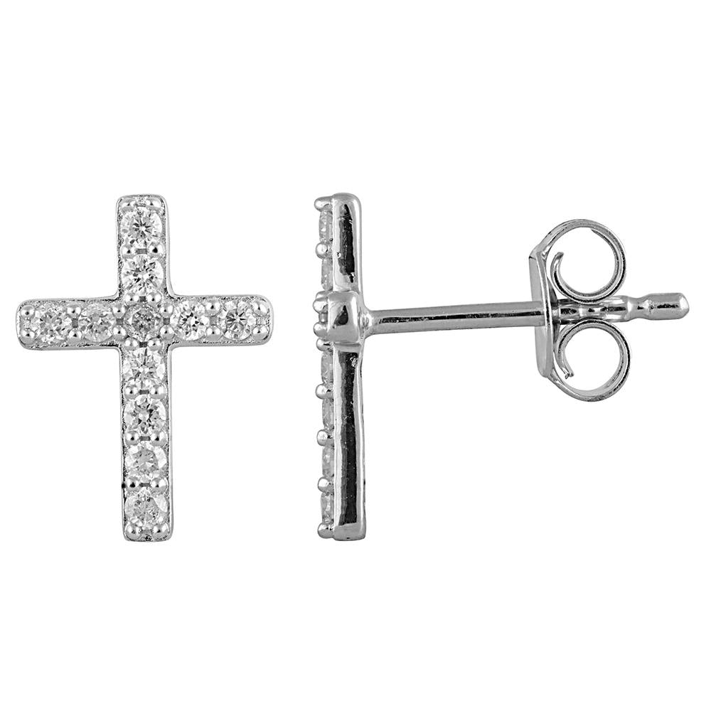 0.25 Carat Lab Grown Diamond Cross Stud Earrings  | Ashley Stewart