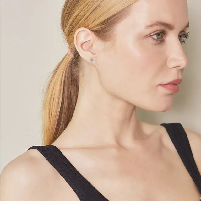 0.25 Carat Lab Grown Diamond Cross Stud Earrings  | Ashley Stewart