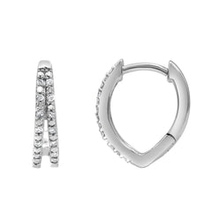 0.10 Carat Lab Grown Double Row Diamond Huggie Hoop Earrings Silver | Ashley Stewart