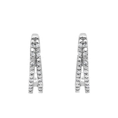 0.10 Carat Lab Grown Double Row Diamond Huggie Hoop Earrings Silver | Ashley Stewart
